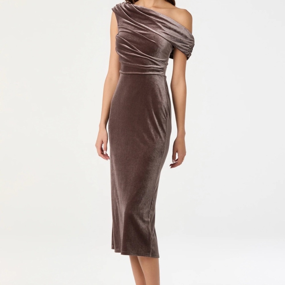 Astr Strapless Brown Velvet Dress